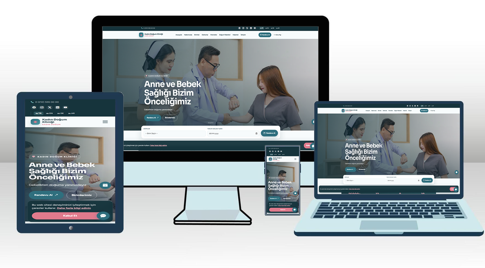 Kadın Doğum Kliniği Web Sitesi Scripti | Yeni Dil Sistemli, Doğum Paketleri, Online Randevu, Teknoloji