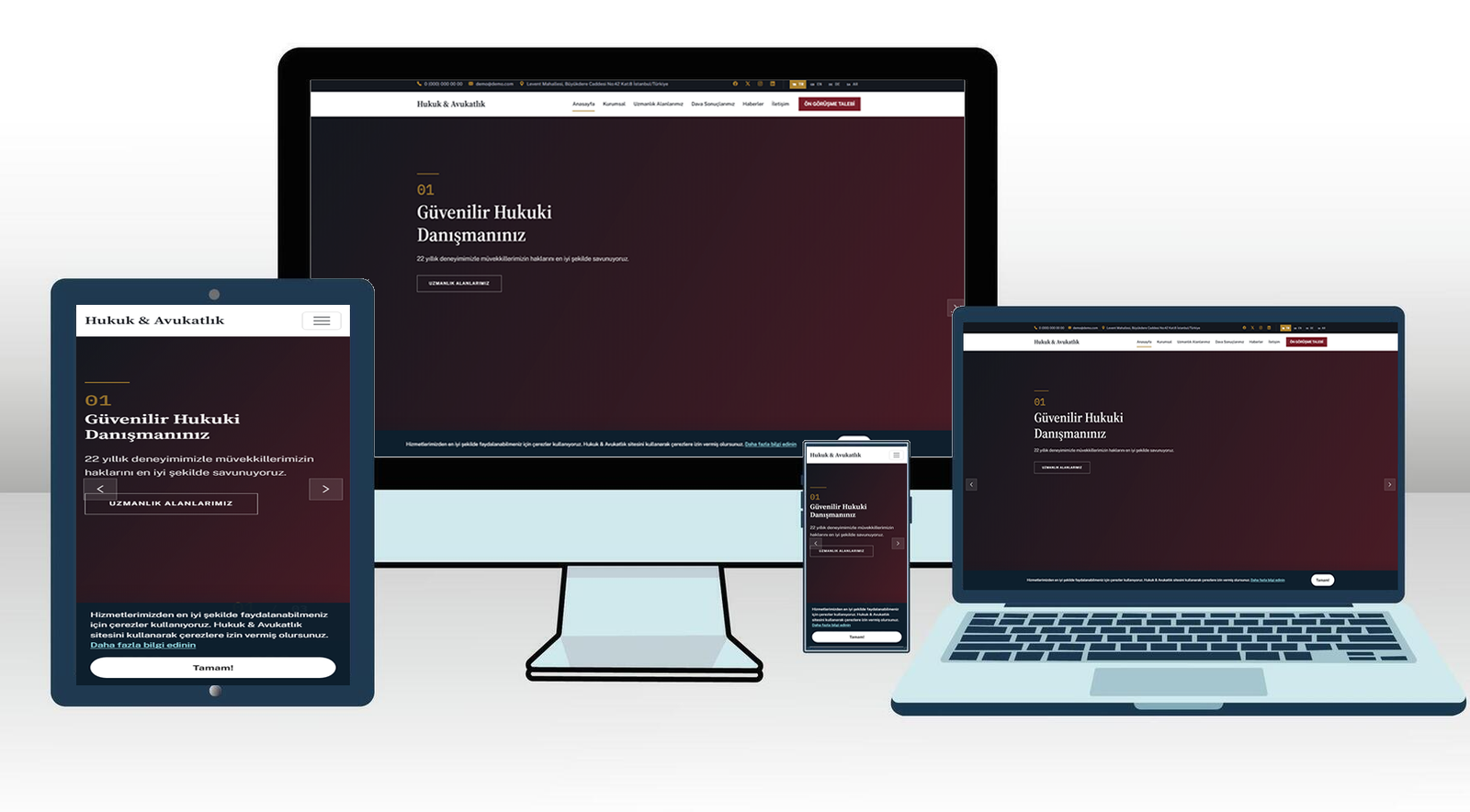 Hukuk Bürosu Web Sitesi Scripti | Yeni Dil Sistemli, Dava Sonuçları, Ödüller, Ön Görüşme Formu