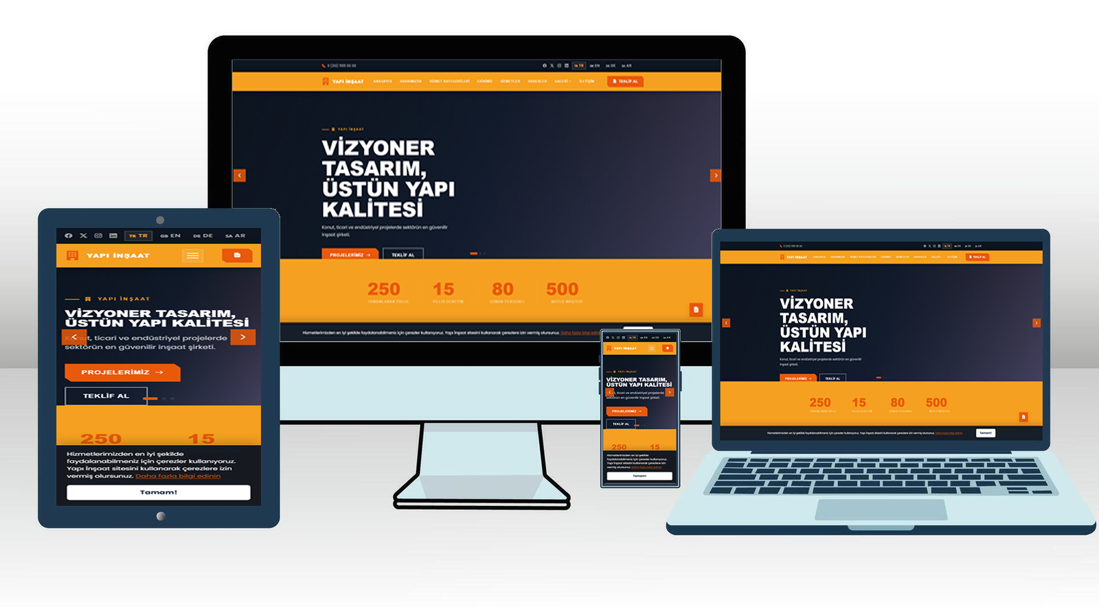 İnşaat Firması Web Sitesi Scripti | Yeni Dil Sistemli, Proje Portföyü, Video Galeri, Maliyet Hesaplayıcı
