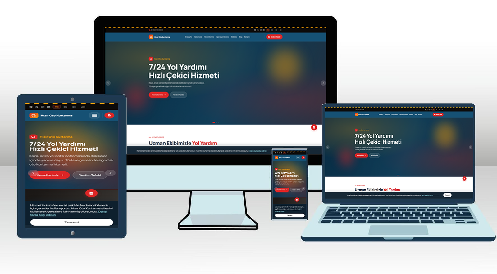 Oto Kurtarma Web Sitesi Scripti | Yeni Dil Sistemli, 724 Yardım Talebi, Operasyon Galerisi